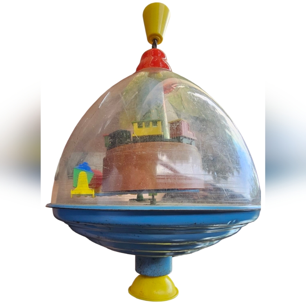 Vintage Tin Litho Spinning Train Globe Childs Toy Made In West Germany 1950's - Picture 4 of 7